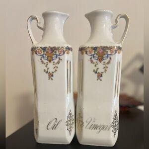 Vintage Lusterware German
Oil & Vinegar Cruet Set Pair
Iridescent, 8" × 2.75"